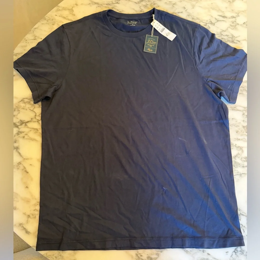 NWT J Crew Men’s Broken In Short Sleeve Tee Black L - Deodorant Marks Needs Wash